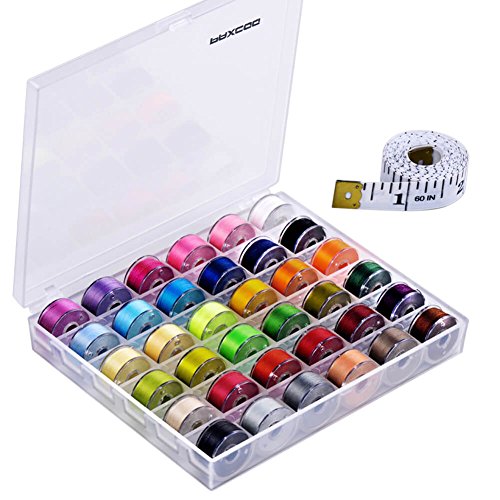 Paxcoo 36 Pcs Bobbins and Sewing Threads with Case